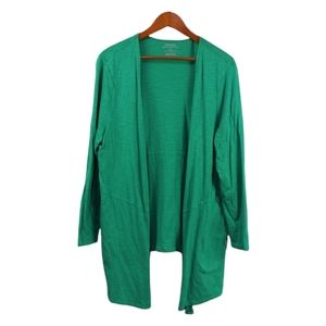 Chico's ultimate tee slub knit open front Kelly green cardigan size 3